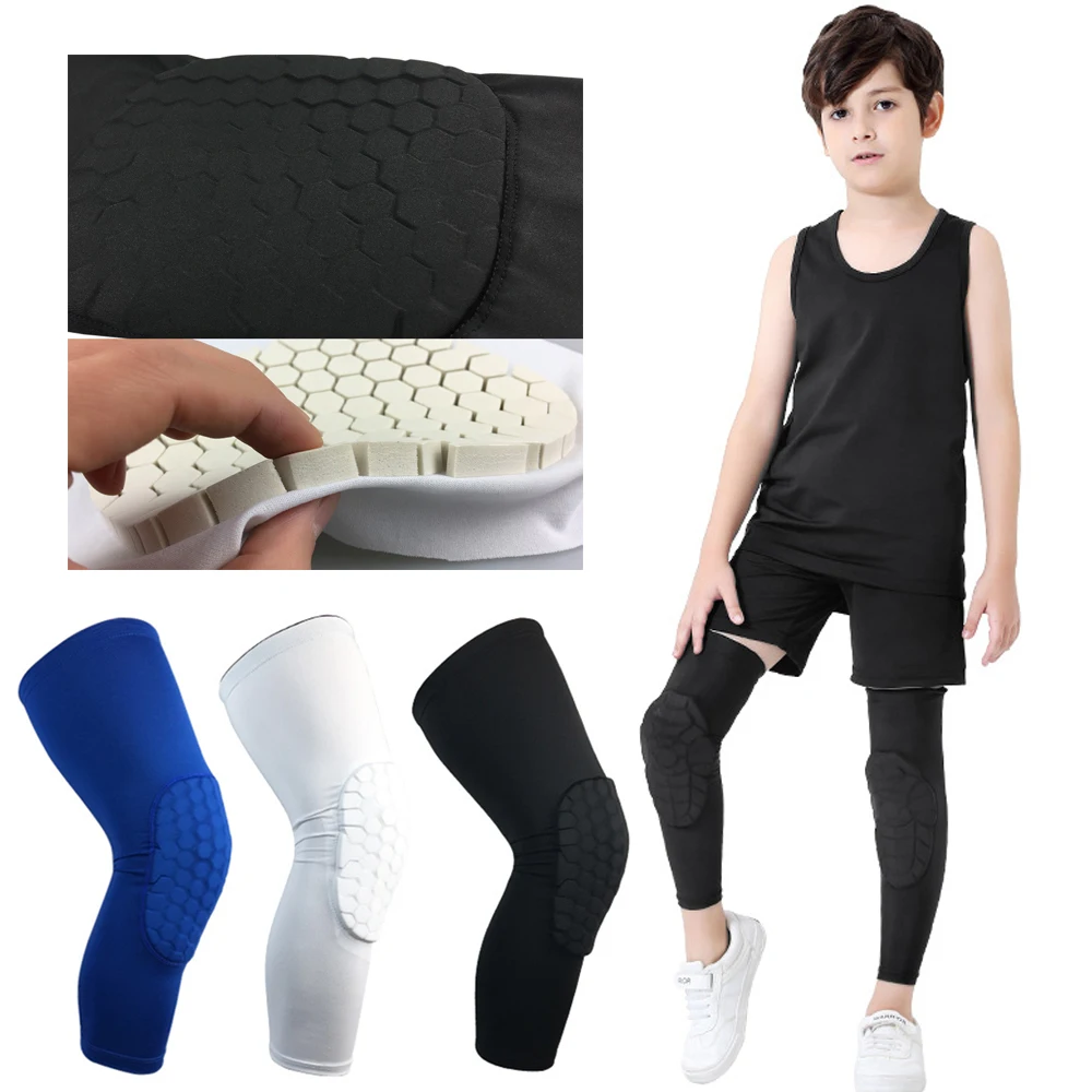 Kinder-/Jugendsport, Wabenkompressions-Knieschützer, Schutzausrüstung für Basketball, Fußball, Volleyball, Radfahren – Detail 3