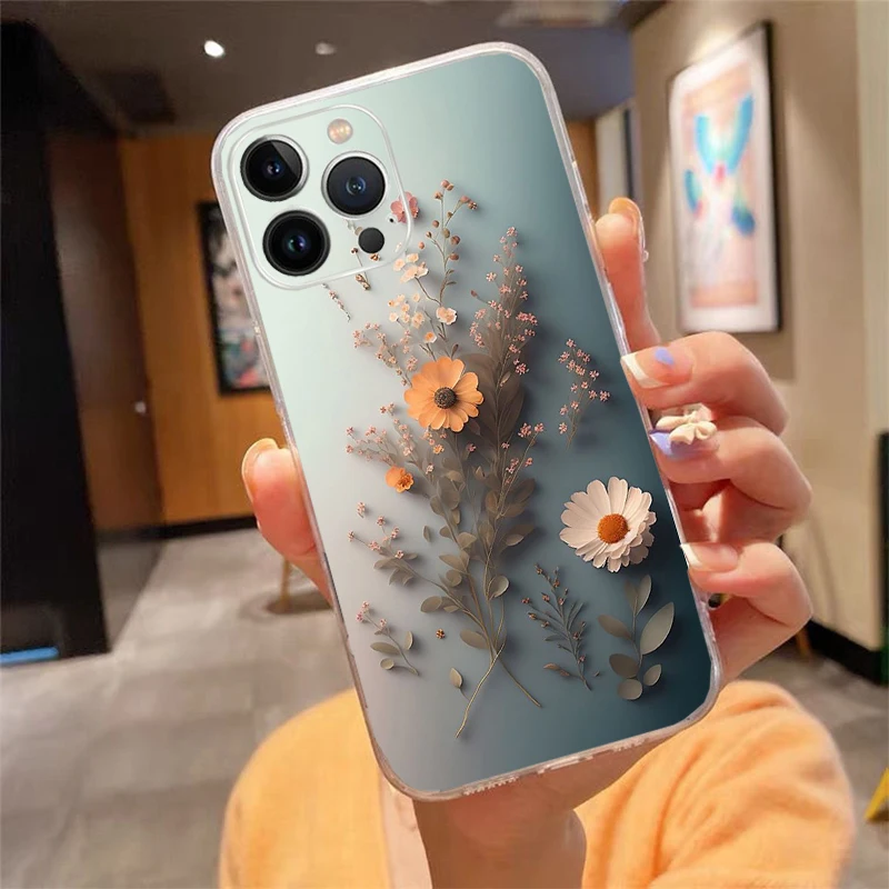 

Phone Case For iphone 17ProMax Air 16 15 14 13 Pro Max 15 16 Pro 15Plus Flower Art Aesthetic