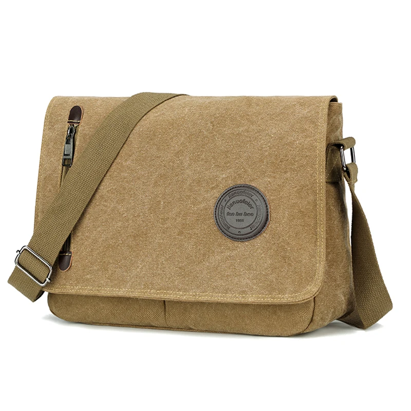 Waterproof Canvas Shoulder Bag for Men Casual Business Crossbody Purse Large Horizontal Backpack Anti Splash Money Bag