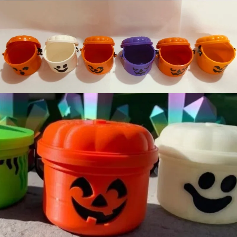 Halloween Pumpkins Small Bucket Mini Pumpkin Shape Candy Jar Basket Party Holiday Decorations Gift  Trick Or Treat Basket