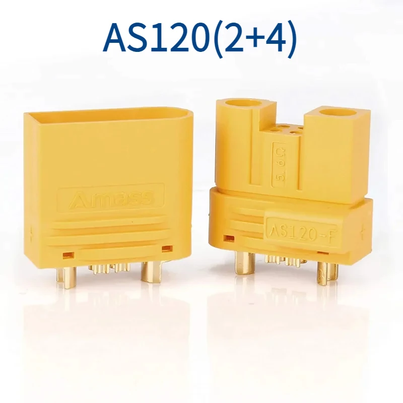 

1pairs Amass AS120 2 4 Male Female Anti Spark Connector Gold Plated Banana Plug Set for DJI UAV Battery ESC Charge Lead