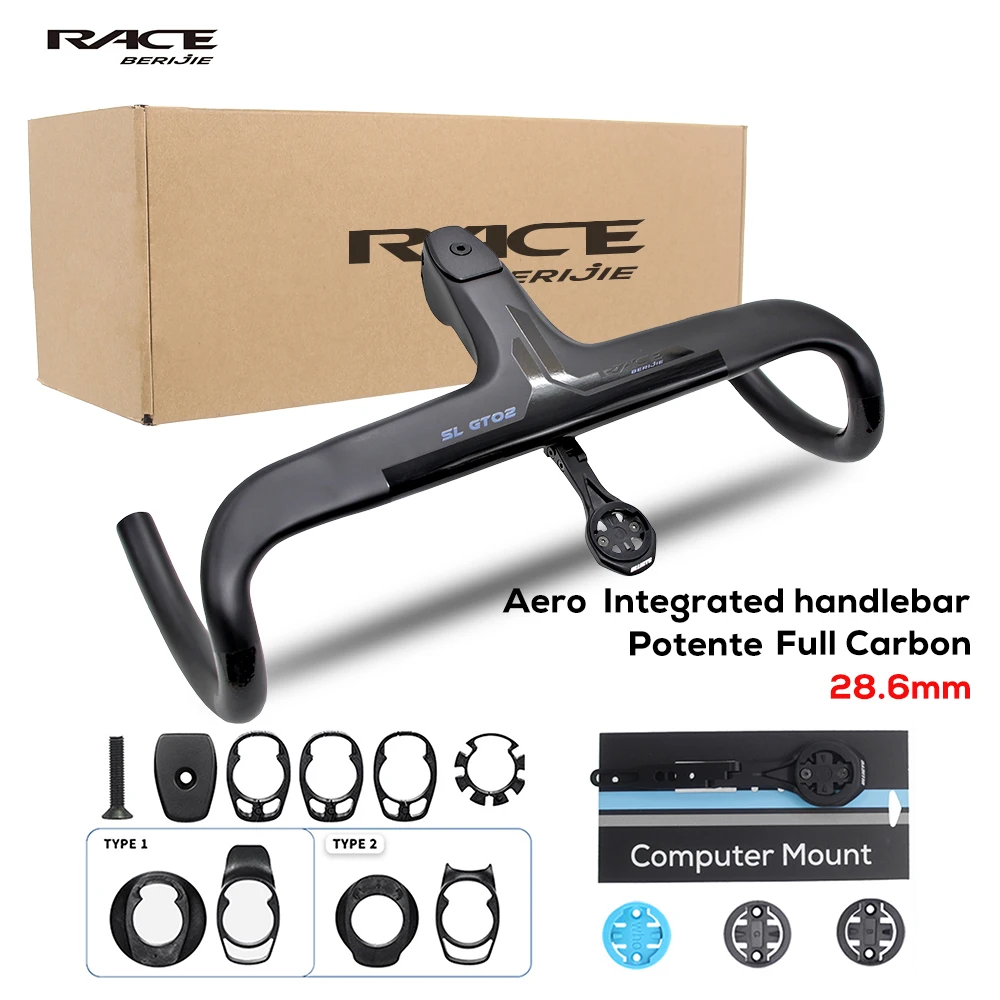 AliExpress ULLICYC RACE Full Carbon Fiber Internal Cable Integrated Bicycle Handlebar Cockpit With Spacers and Mount,Stem -10°,Clip diameter 28.6mm