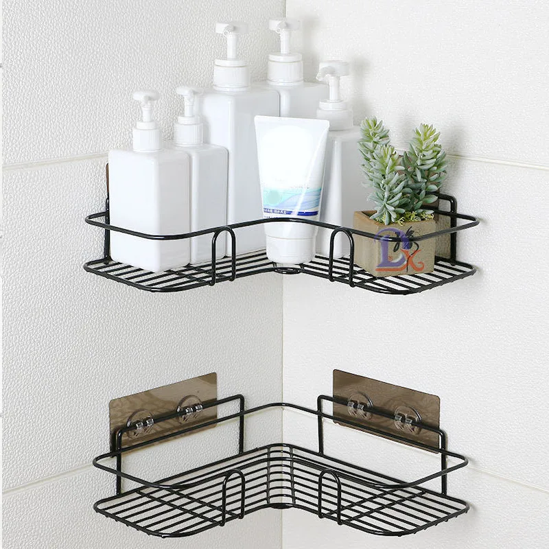 

1Pc Iron Bathroom Shelf Shower Caddy Wall Mount Shampoo Storage Shelves with Suction Cup Kitchen Organizer Bathroom Accessories