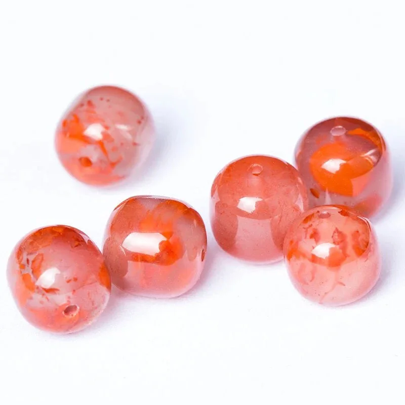 

Grade A Ice Floating Flower Agate Beads For Jewelry Making Diy Bracelet Necklace Southern Red Agate Barrel Beads Accessories