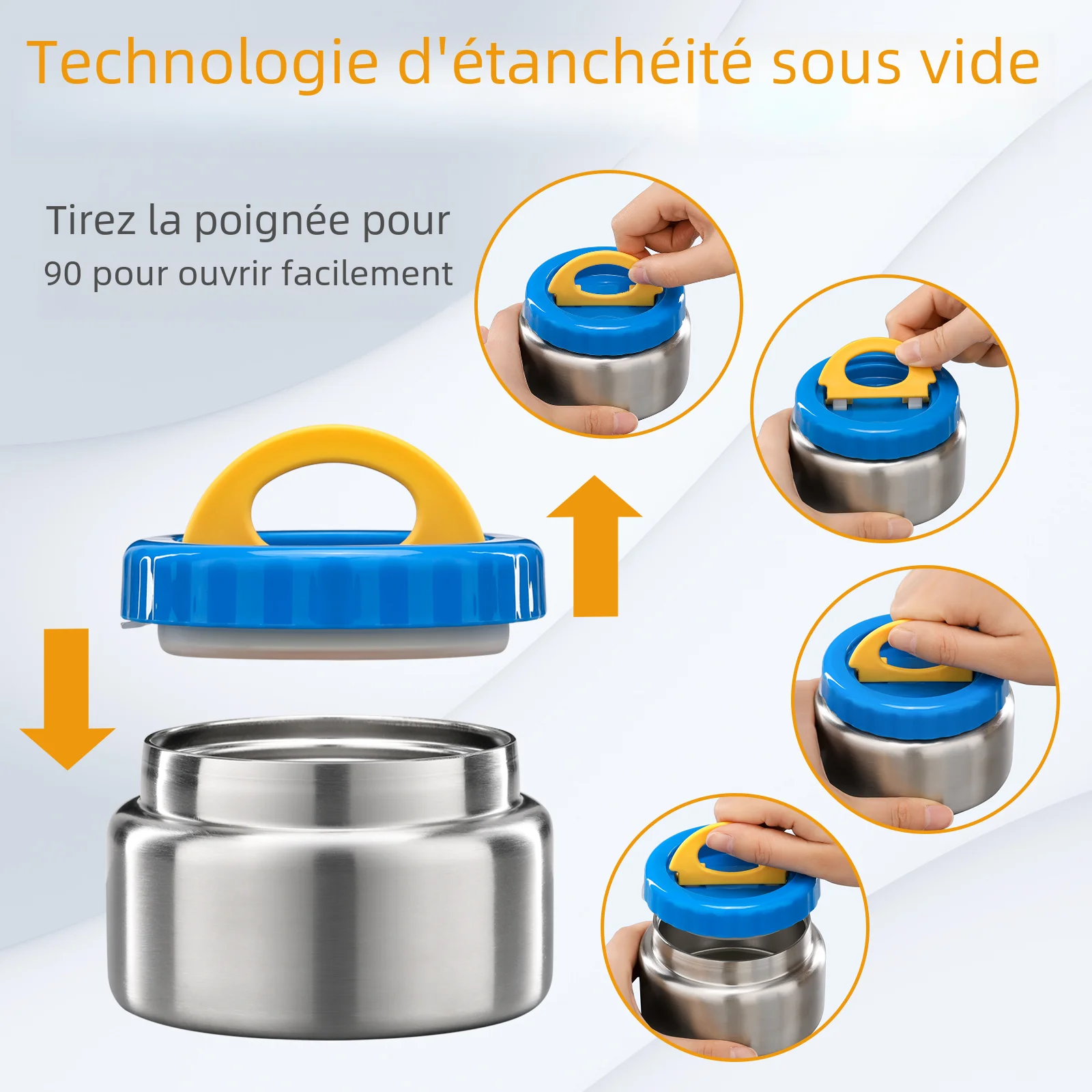 Pot alimentaire isolé sous vide à soupe thermique de 8oz à large bouche pour aliments chauds et froids, récipient à déjeuner pour enfants en acier inoxydable anti-fuite pour Scho
