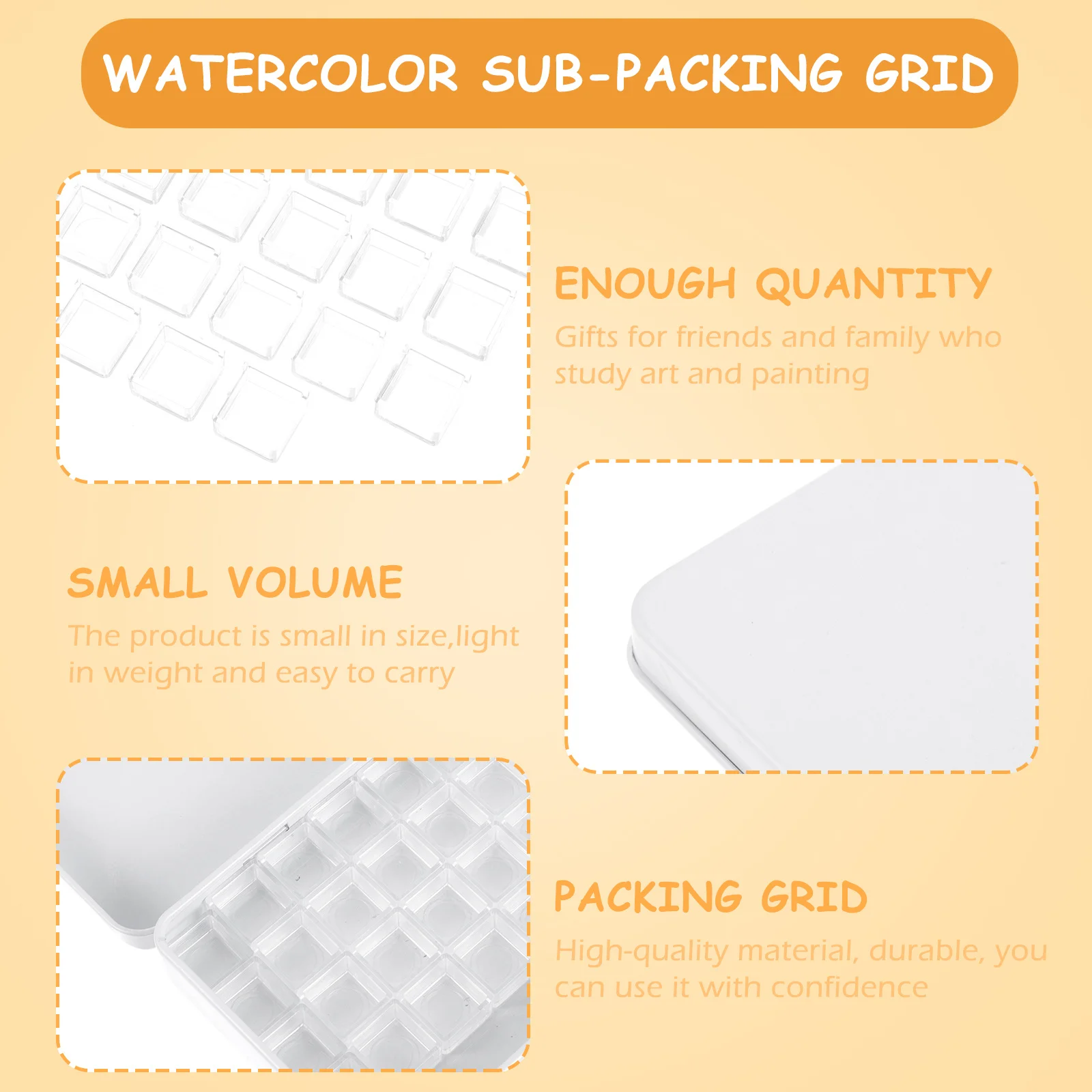 Watercolor Grid Oil Paint Palette Empty Case Mini for Artist Student Tin Iron Travel Pan