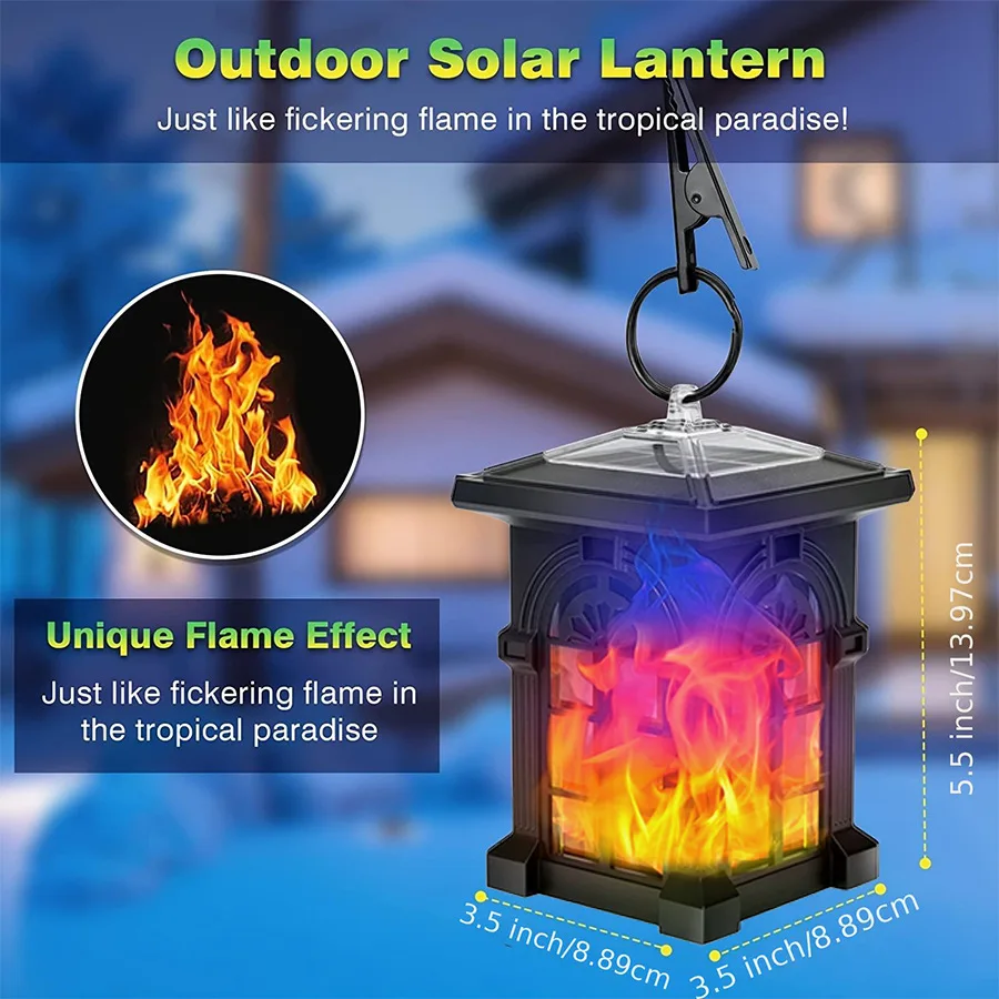 

2pcs Solar Led Light Outdoor Lantern Waterproof Flickering Flame Light Solar Hang Lantern Landscape Lights Terrace Yard Garden