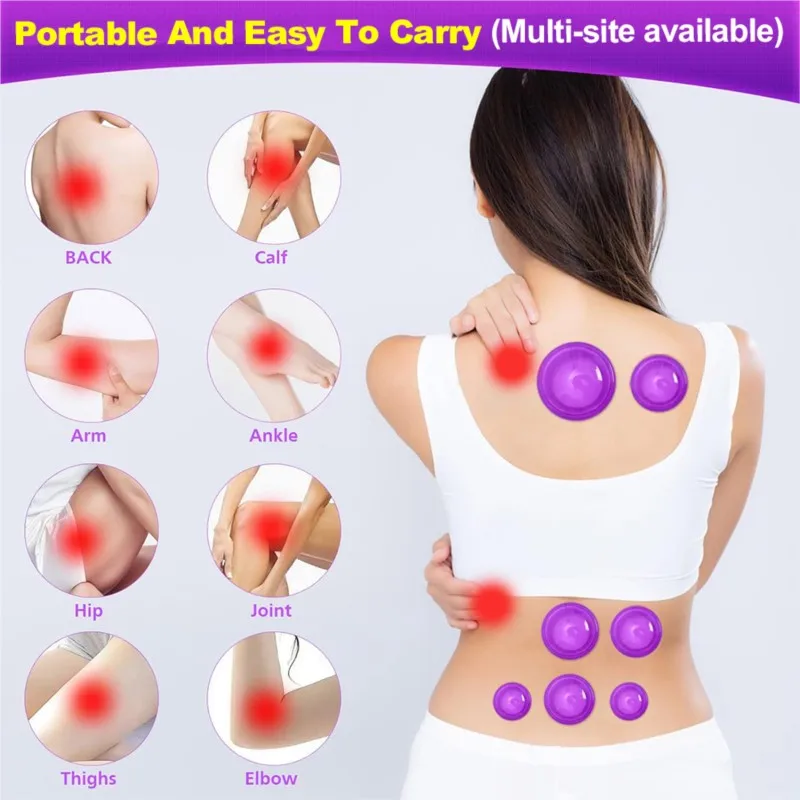 Vacuum Suction Jars Therapy Slimming Body Face Massage Cupping Anti Cellulite Weight Loss 4Pcs Silicone Cupping Set Suction cups