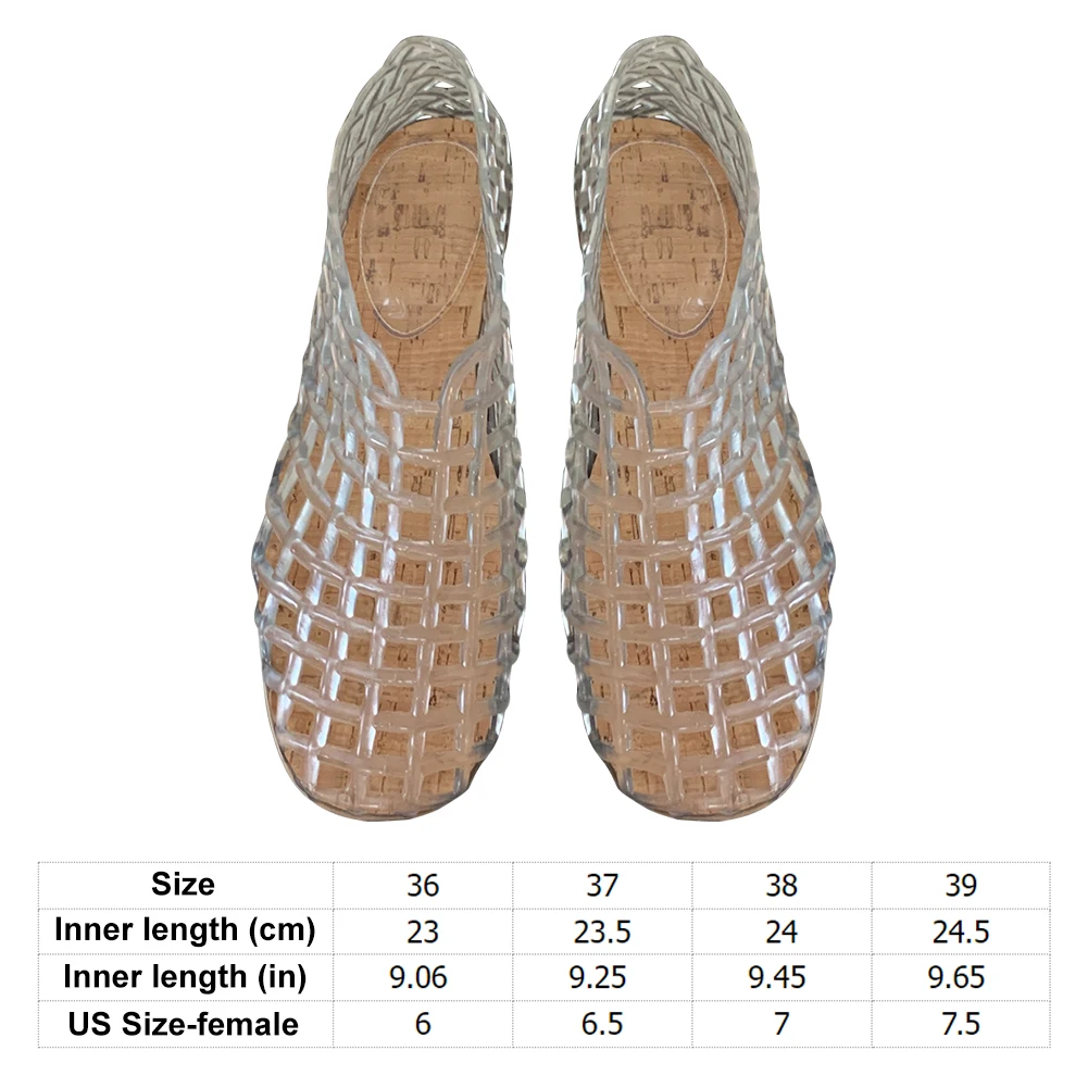 Women Jelly Flats Mesh Ballet Flats Square Toe Hollow Out Ballet Flats Lightweight Beach Jelly Shoes Breathable for Summer Beach image 6
