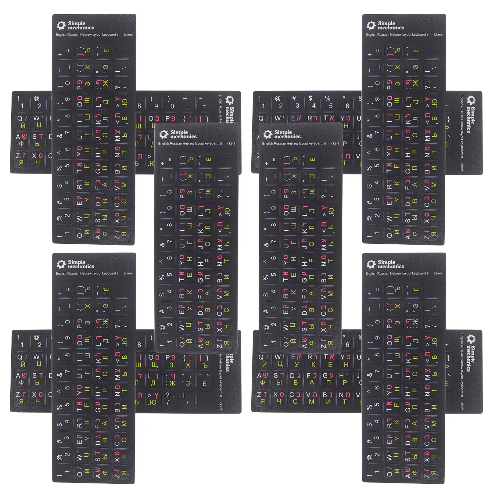 

Multi-Language Keyboard Stickers English Hebrew Russian Labels Ultra-Thin For Laptop Notebook Precise Fit Reusable