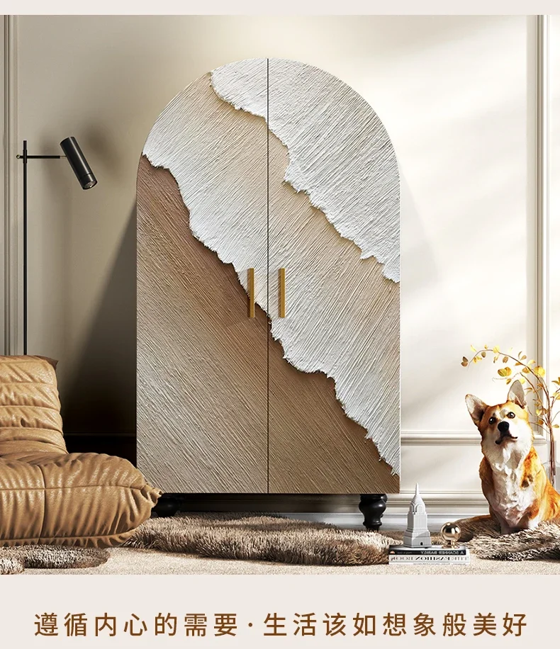 

Ваби, песочный кремовый ветер, шкаф для спальни из цельного дерева, шкаф для хранения с двойной дверью