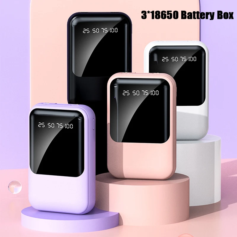 3*18650 Power Bank Cases Battery Storage Box Digital Display USB Type C Charge DIY Shell for iPhone Xiaomi 18650 Battery Box