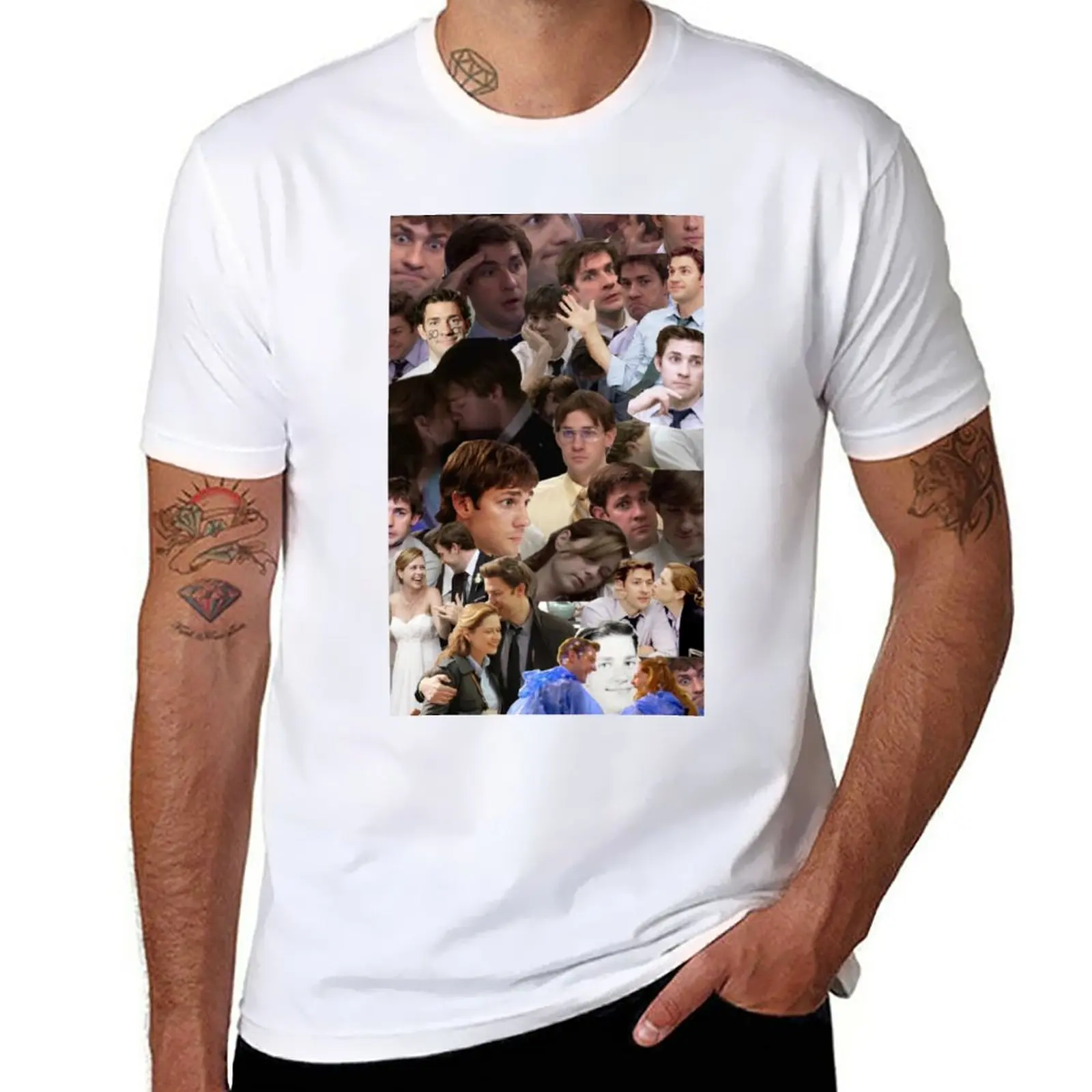 

New Jim Halpert Collage (+ Pam) T-Shirt quick drying t-shirt custom t shirts mens white t shirts