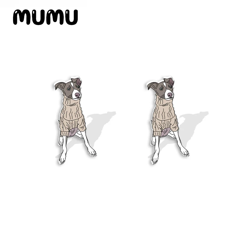 2023 New Italian Greyhound Acrylic Stud Earring Little Dog Handmade Earrings Resin Epoxy Jewelry Gifts Friend