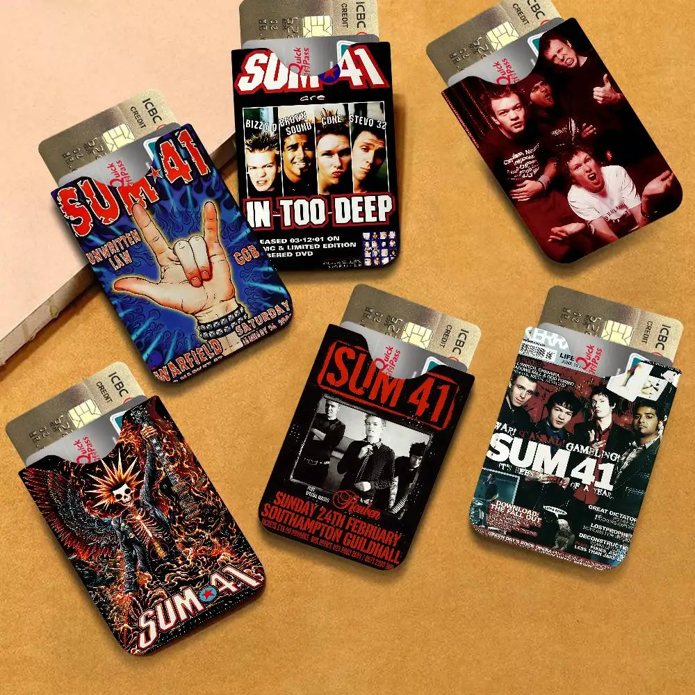 Band good S-SUM 41 Lightweight Leather Card Holder Palm Pattern Protective Cover for Bus Card ID Card Compact Size