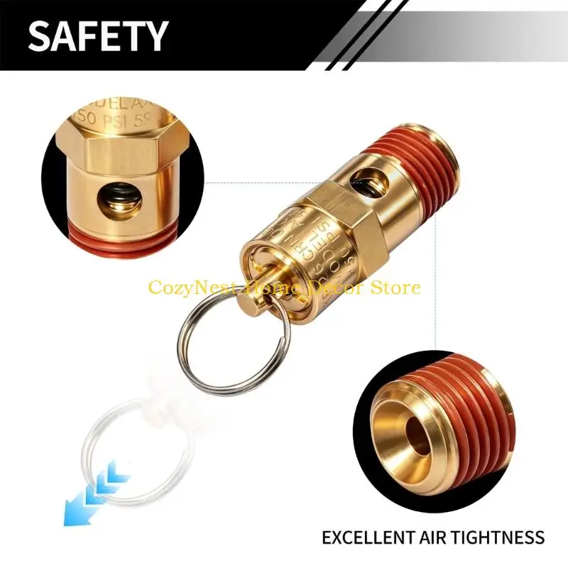 92MF Surplus Pressure Discharge Hardware Set for Pneumatic Equipment, Brass Construction with Six-Sided Body, Integrated Pull