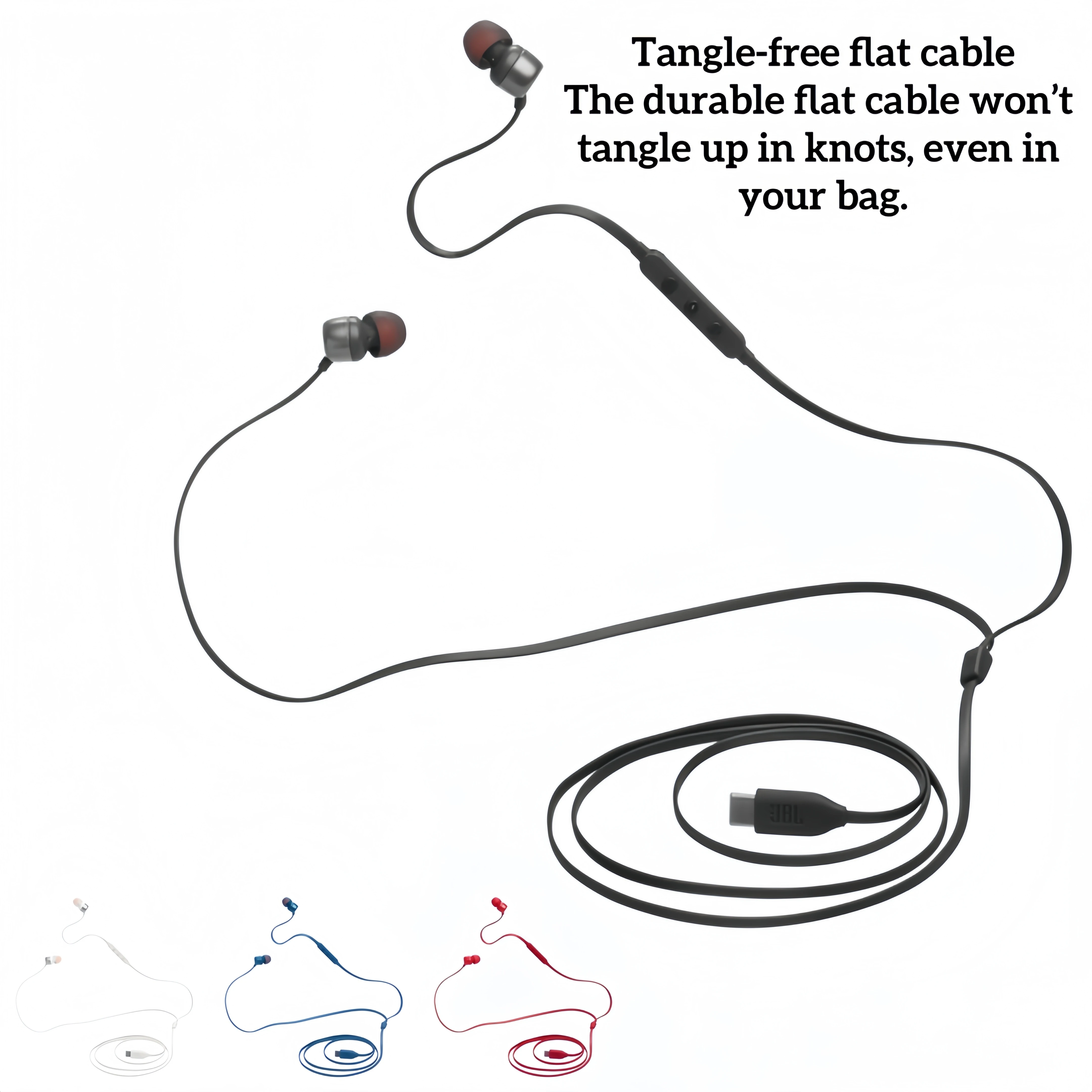 JBL Tune 310C - Wired Hi-Res in-Ear Headphones, Tangle-Free Flat Cable, 3-Button Remote with Microphone,Game headphones with mic view 3
