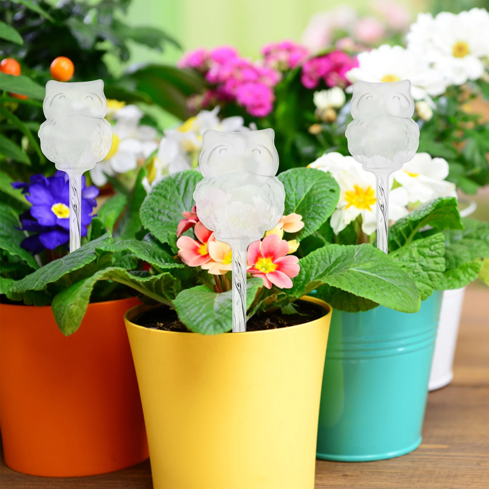 4 Piezas de Dispositivo de Riego Automático para Plantas, Bombilla de Autorriego con Diseño de Búho para Jardines Interiores y Exteriores, Césped, Plantas Colgantes, Riego