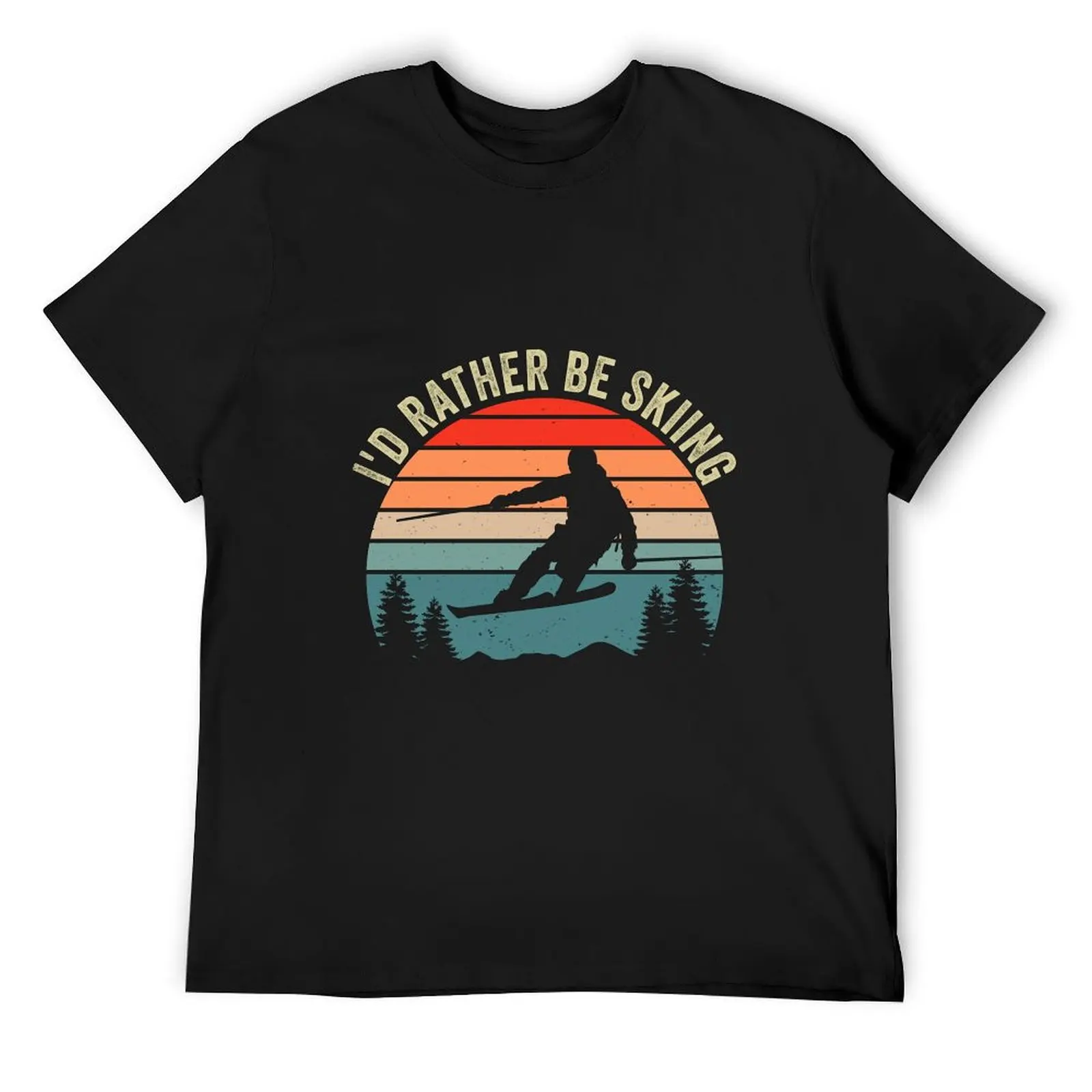 

I'd Rather Be Skiing Retro Vintage Ski Funny Skier T-Shirt