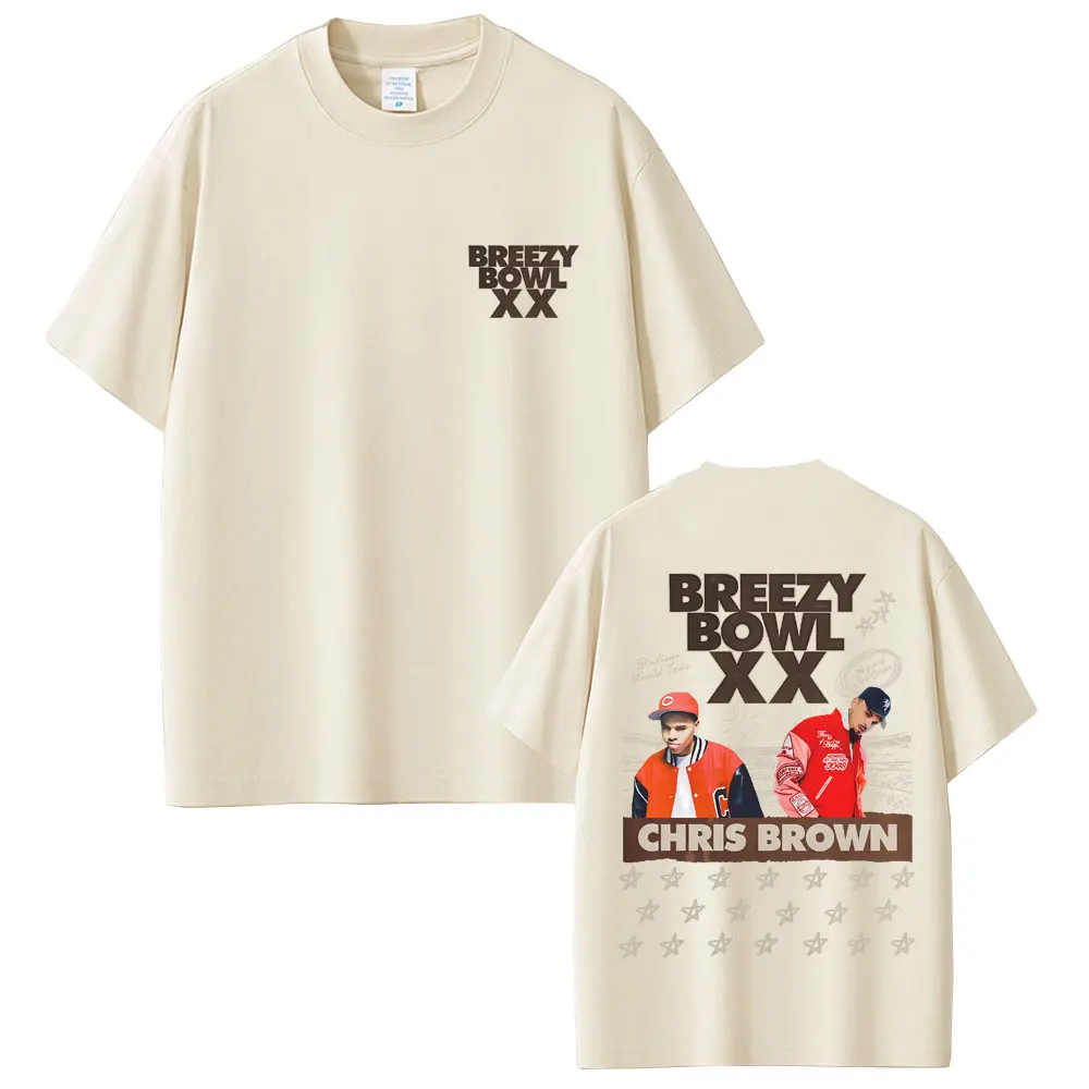

Famous Rapper Chris Brown Breezy Bowl XX Tour 2025 Concert T Shirts Men Women Clothing Fashion Hip Hop Vintage Short Sleeve Tees