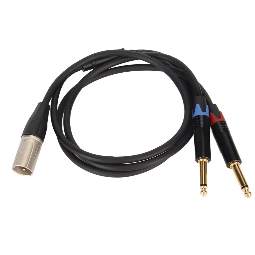 Dual 1/4 Inch to 3Pin XLR Male Y Splitter Cable 3Pin XLR Male to Dual 6.35mm TS Mono Plug Audio Converter Adapter