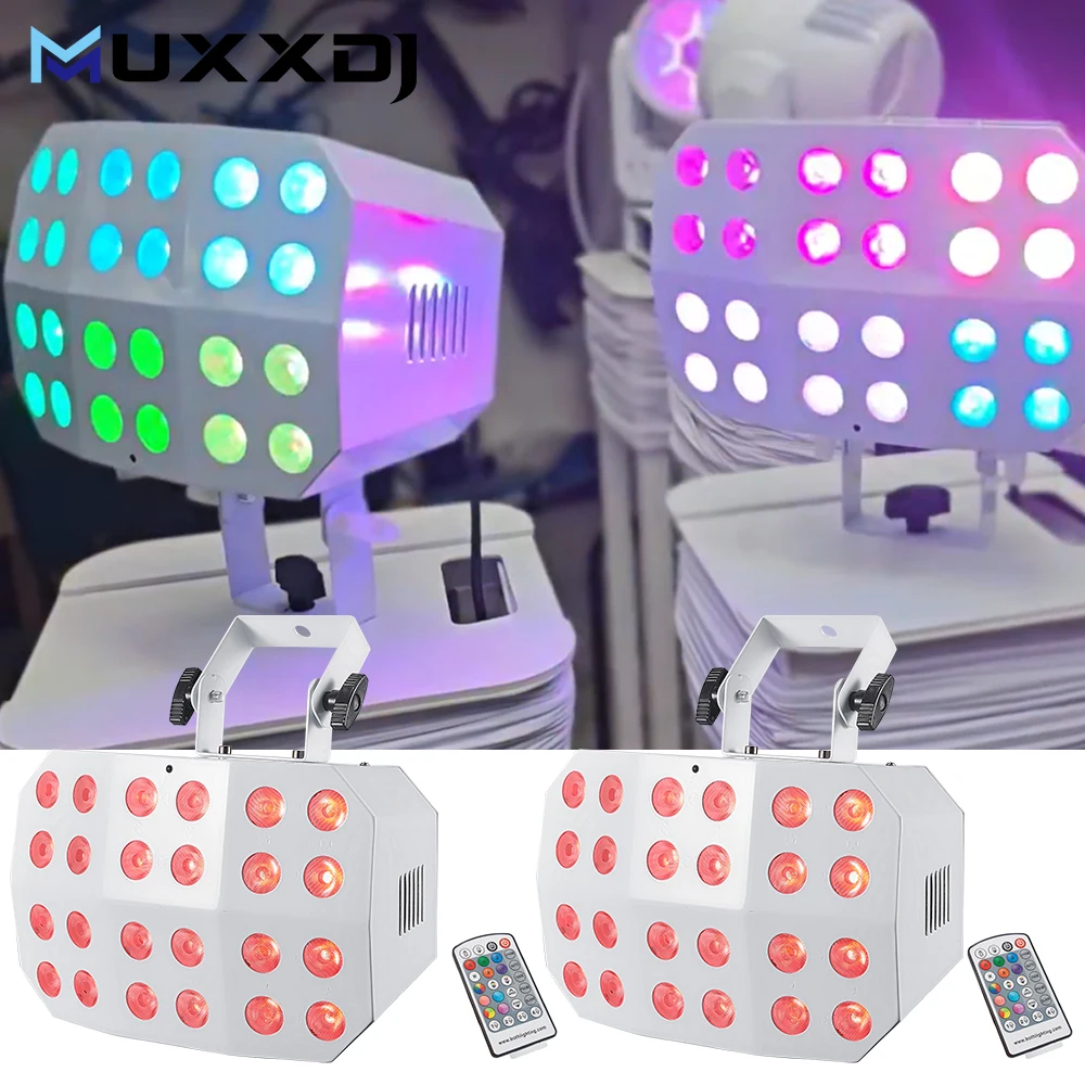 

MUXXDJ 24x12 Вт RGBWA UV 6in1 Spider Wash Light Беспроводная батарея DMX Светодиодные Uplights Wash DJ Свадебный светильник