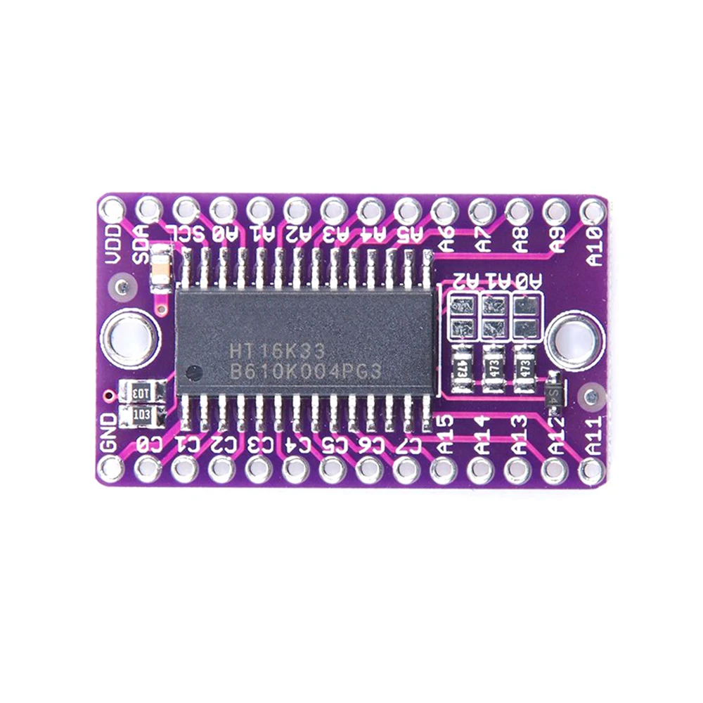 DC4.5-5.5V HT16K33 dot matrix LED digital tube control drive module development board purple/yellow