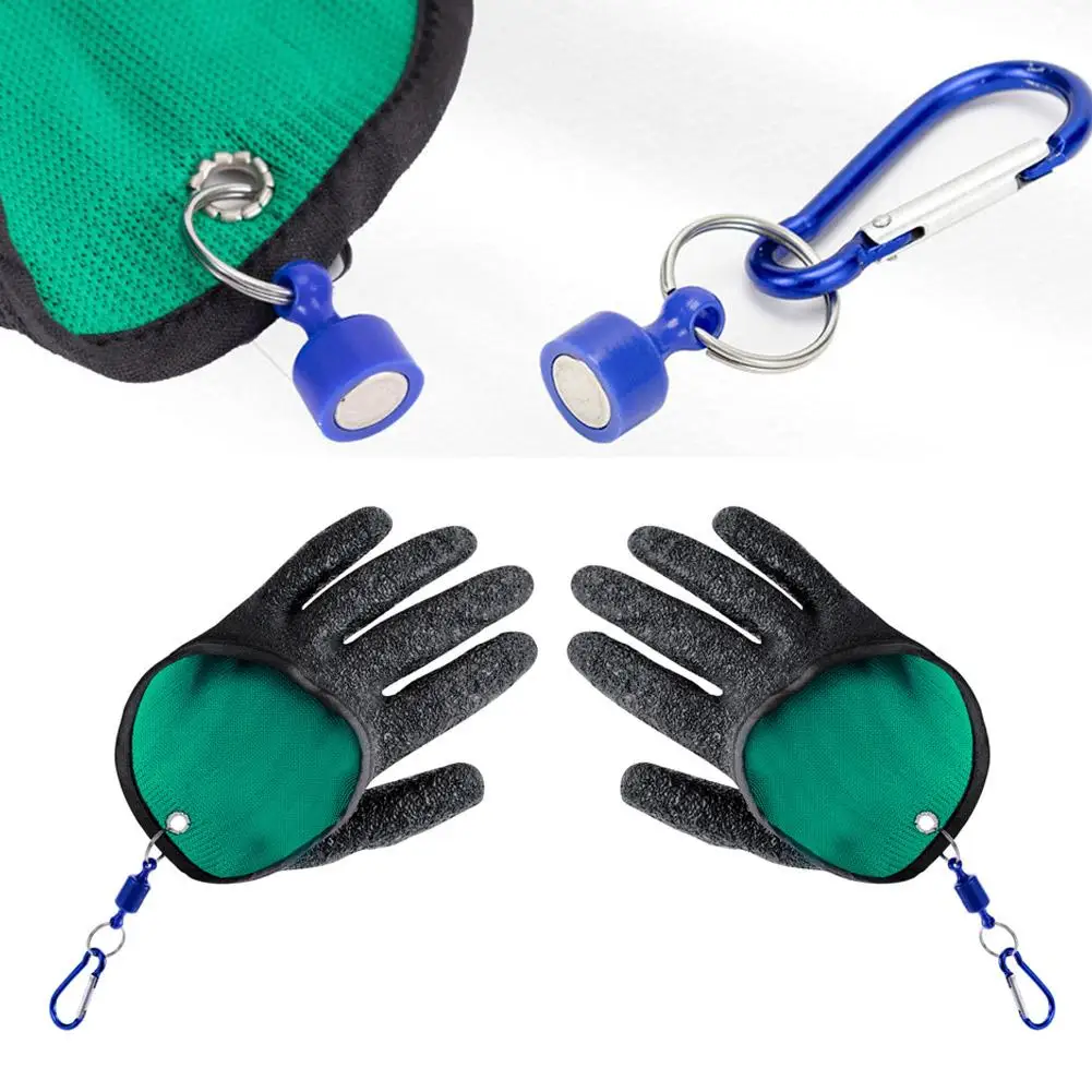 1 قطعة قفازات صيد الأسماك قفاز الصيد مع خطاف مغناطيسي قفازات عدم الانزلاق اصطياد الأسماك قفازات الصيد اللاتكس للملحقات