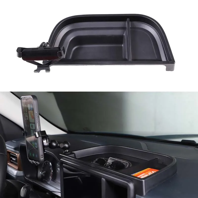 

For Ford Maverick 2022-2024 Car Dashboard Navigation Screen Rear Storage Box with Phone Holder Hidden Organizer Tray Accessories