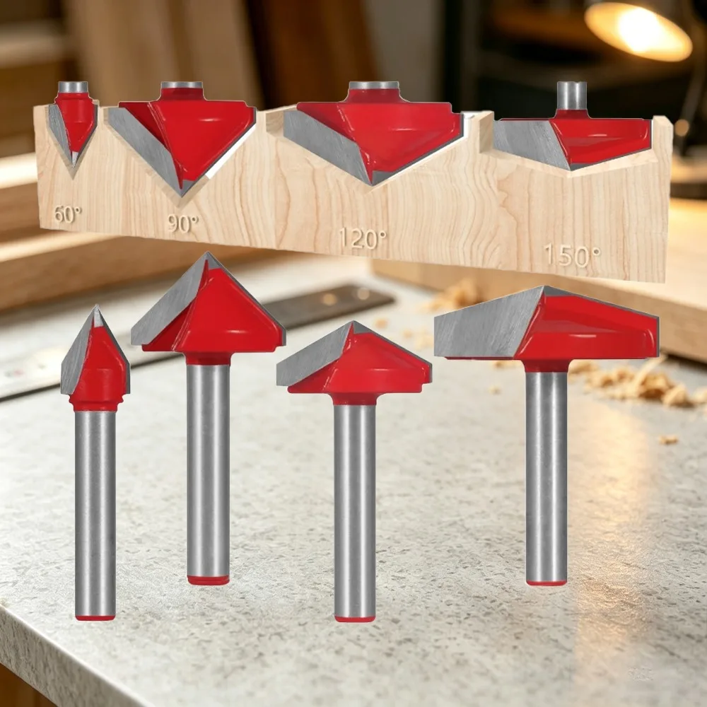 V-shaped Cutter 6mm Woodworking Milling Cutter 3D Cutter V-shaped Milling Carving 60 Degrees 90 Degrees 120 Degree
