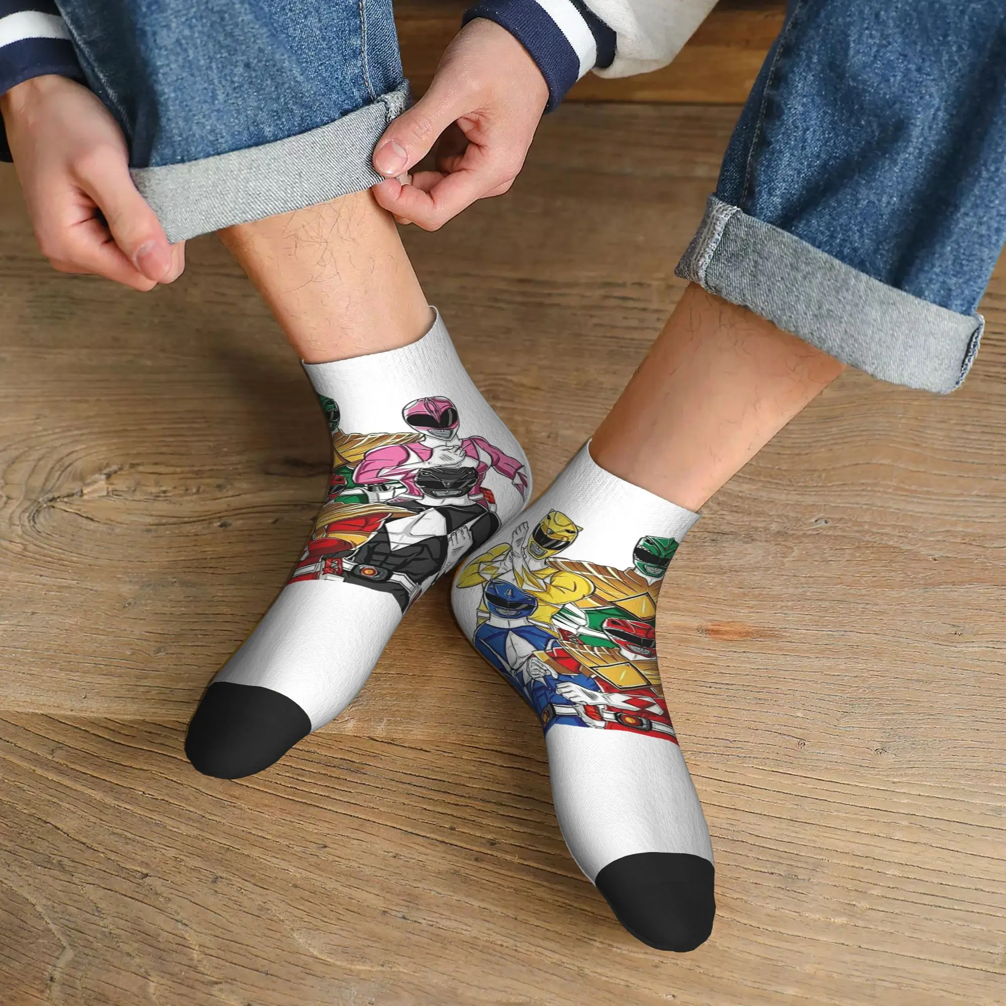 

Всесезонные носки Mighty Morphin Power Ranger, впитывающие пот носки в стиле Харадзюку, повседневные чулки для мужчин и женщин, подарки