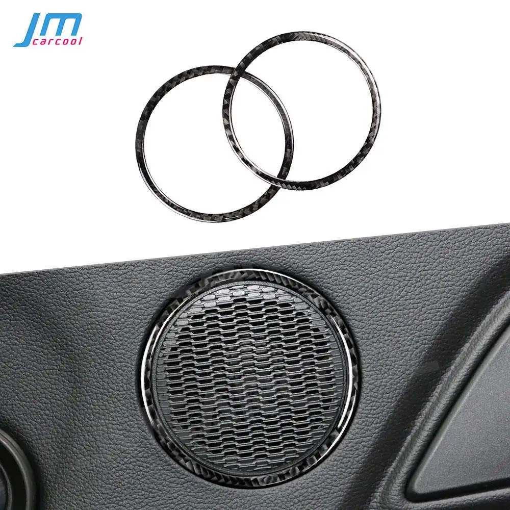 

2 PCS Carbon Fiber Car Interior Door Plate Speaker Trim Frame Decoration Rings For Ford Mustang 2015 -2017