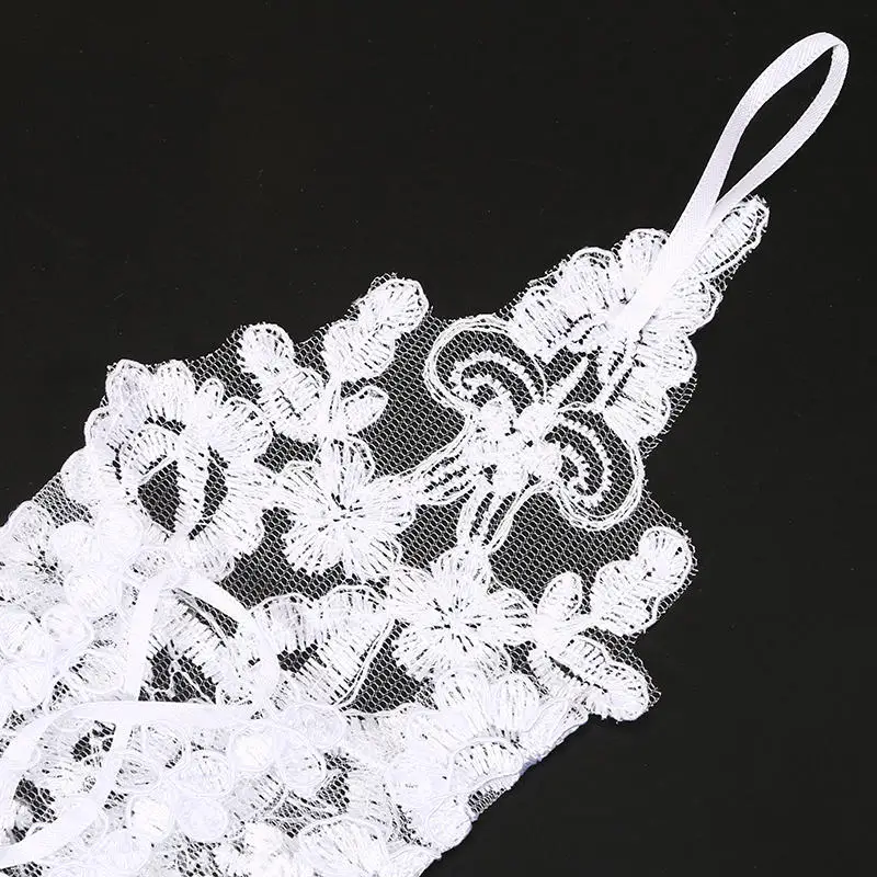النساء الزفاف أصابع قفازات الدانتيل أبيض أسود جودة عالية قفازات الزفاف القفازات التبعي فتاة قفازات الحفلات مثير #6