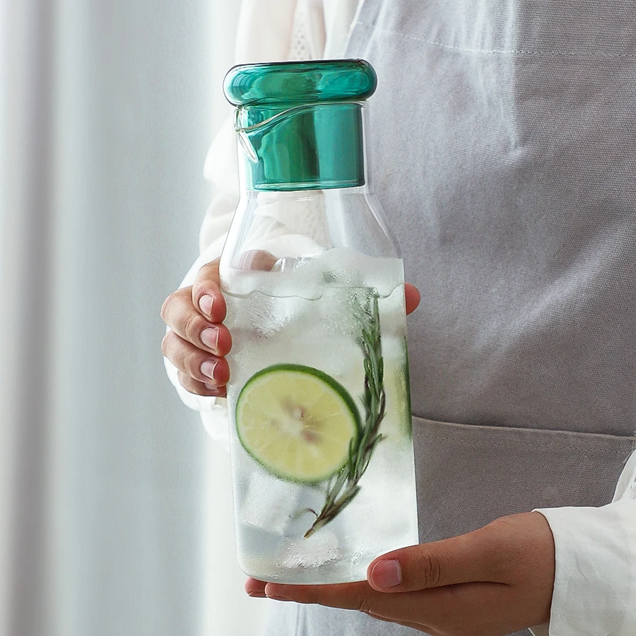 Heat-resistant Glass Jar For Milk Ice Coffee Water And Juice Refrigerator Pitcher Teapot Carafe Cold Brew Drinking Bottle Jug