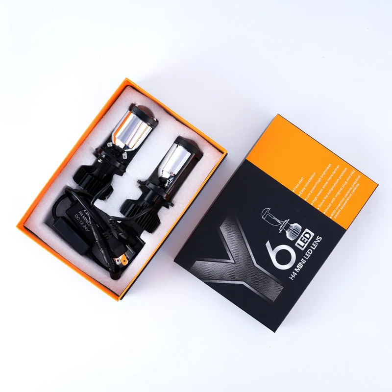 Y6D lens Car led headlights H4 Near and far integrated motorcycle motorcycle h4 fisheye small lens Right steering wheel.