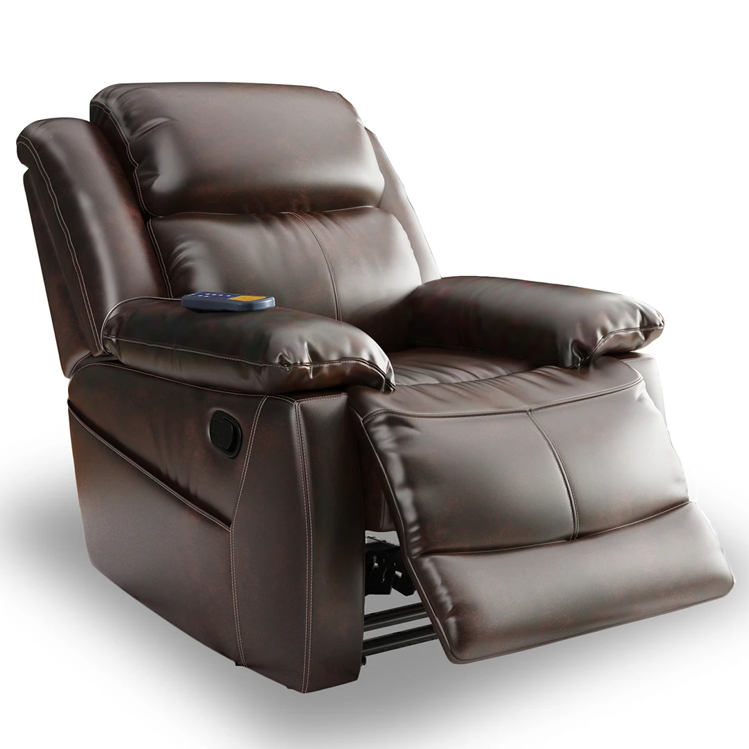 PU Leather Wood Frame Sofa Power Modern Recliner Lounge Chair with Massage Function and Remote Control
