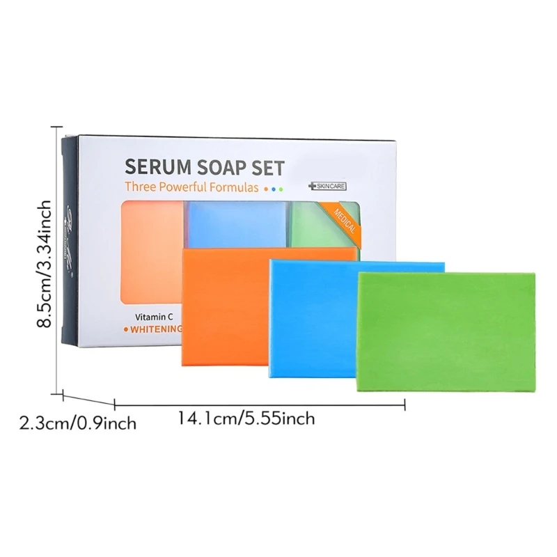 مجموعة صابون مهدئة مكونة من 3 قطع لبشرة الوجه والجسم المرطبة للنساء