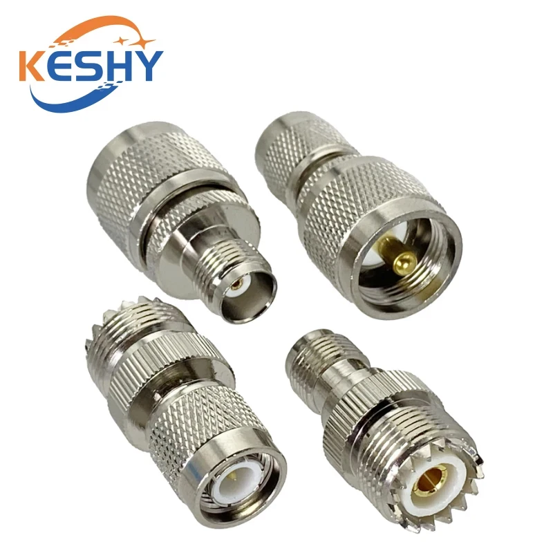 1-10PCS SL16 UHF PL259 SO239 To TNC Male Female Straight Connector UHF SO-239 PL-259 To TNC Coax Brass Nickel RF Coaxial Adapter