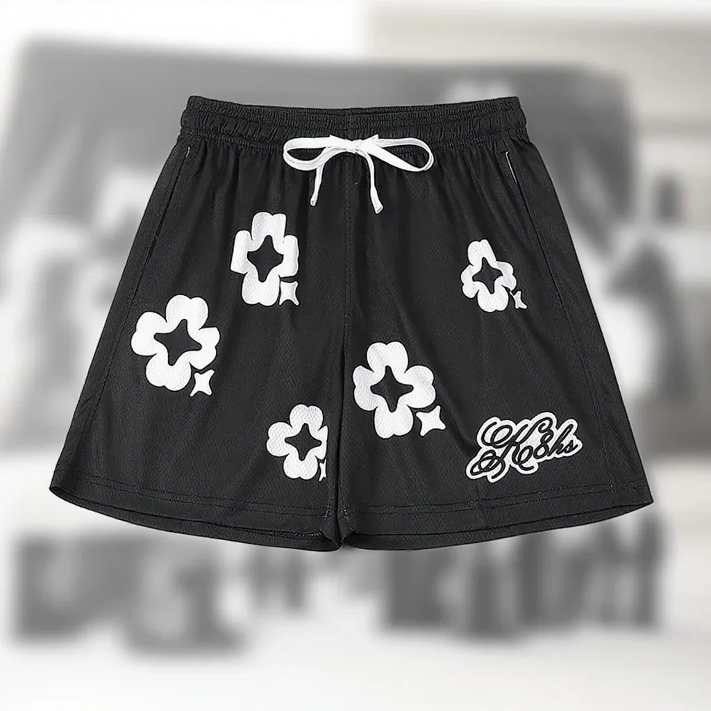 New Fashionable Printed Sports Shorts for Women with Flower Pattern Shorts Loose Women's Sports Shorts Quick Drying Breathable