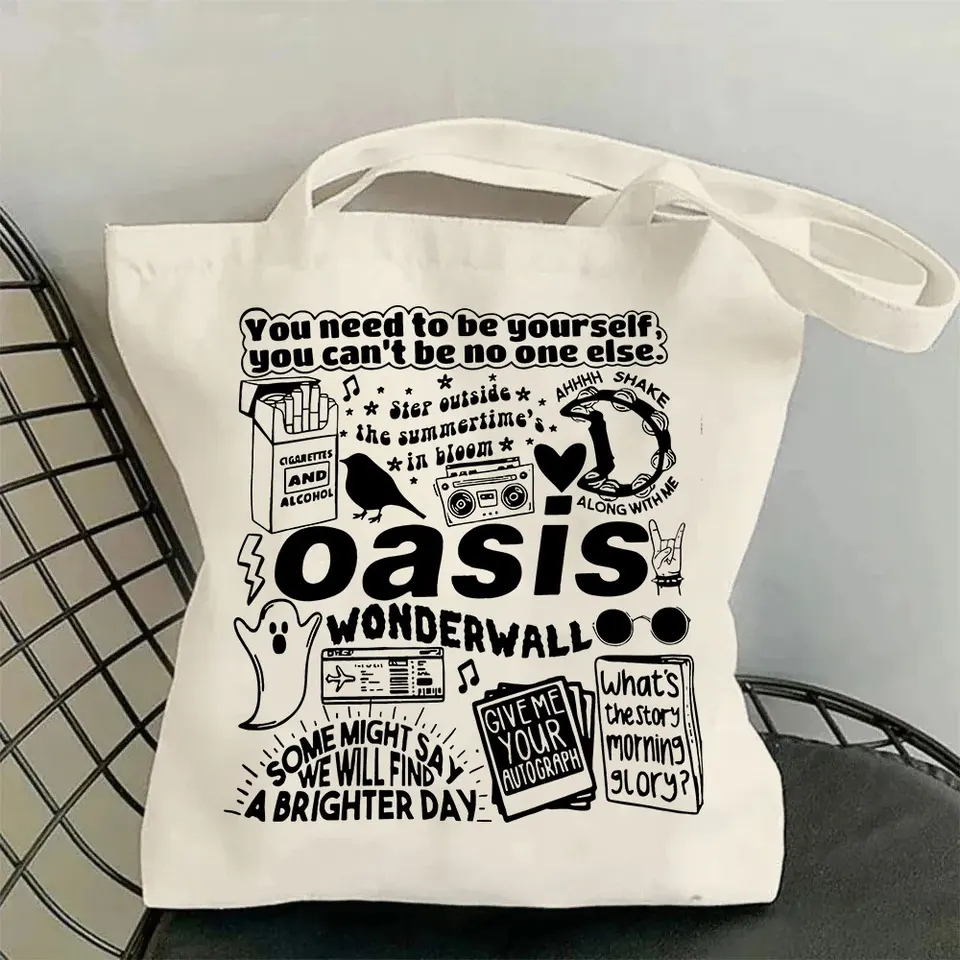 Oasis Reunion Tour 2025 Shopping Bag Girl Hiphop Oasis Live 25