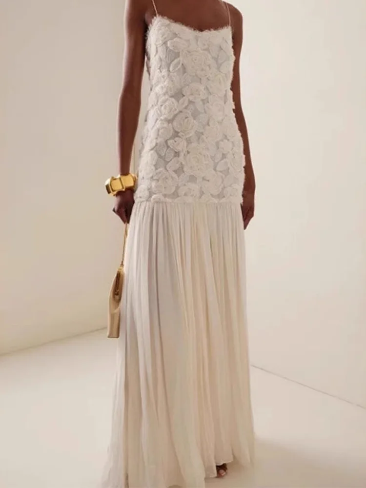 

Sexy Spring Summer Floral Decoration Strapl Gown Ele Personali Dr High Waist Polyester Fiber KTV Wedding Date Com...