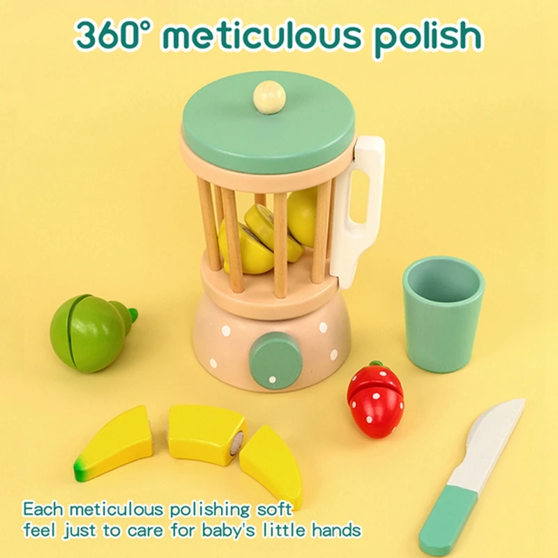 Wooden Simulation Cut Fruit Juicer Practice Life Skills Pretend Play Toys Set Kitchen Cook Cosplay Kids Educational Toys Gifts