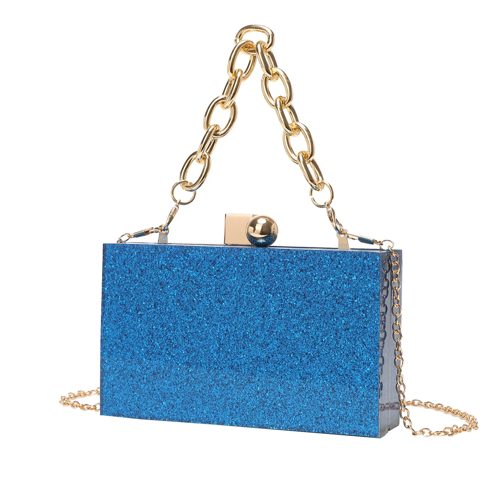 

Sequined Acrylic Box Party Clutches Wedding Evening Bags for Women Designer Female Purses and Handbags Chic Chain Shoulder Bag
