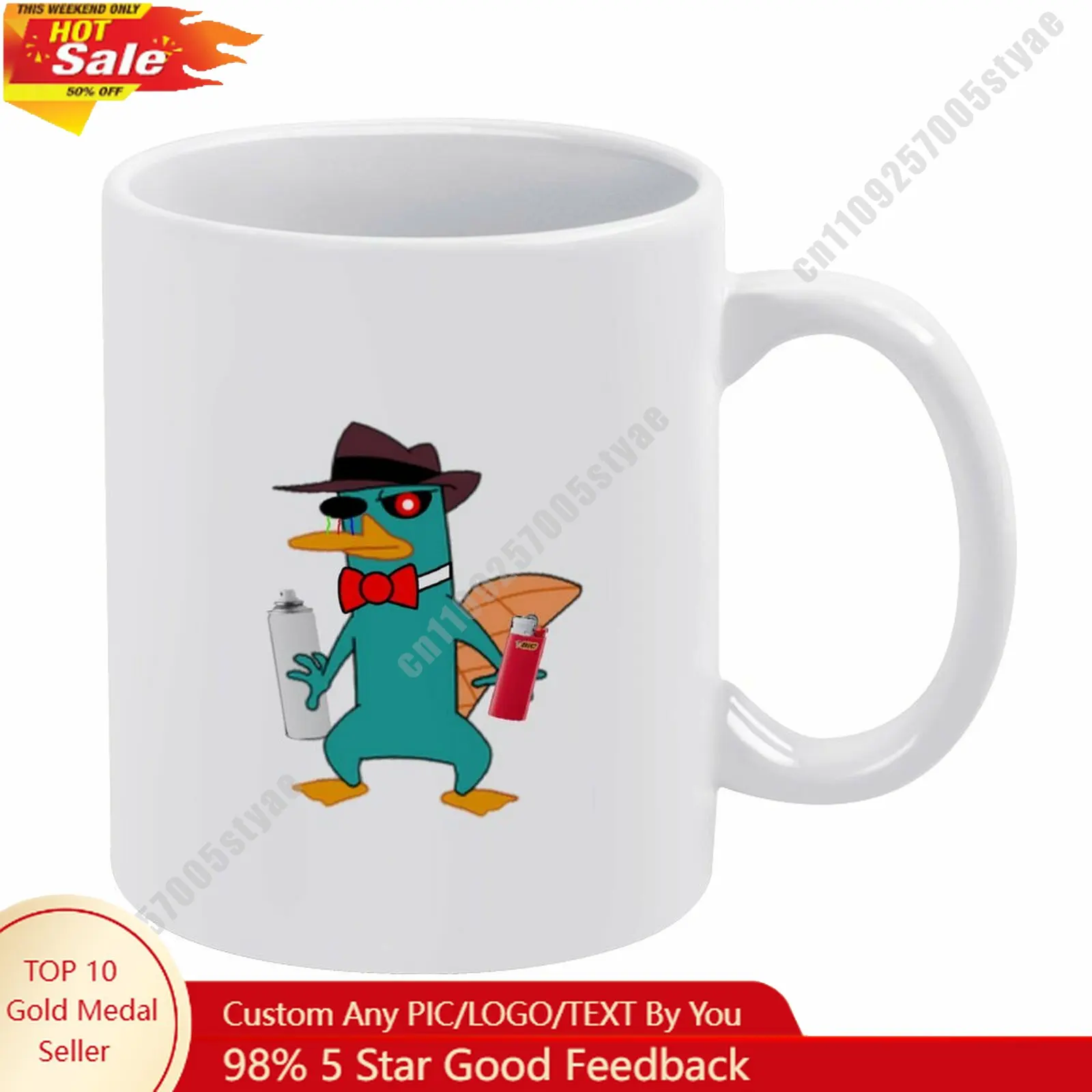 

Perry The Platypus Mug Disney Cartoon Customization Upload Your Own Image Logo Text Coffee Cup Holidays Birthday Ceramic Cup