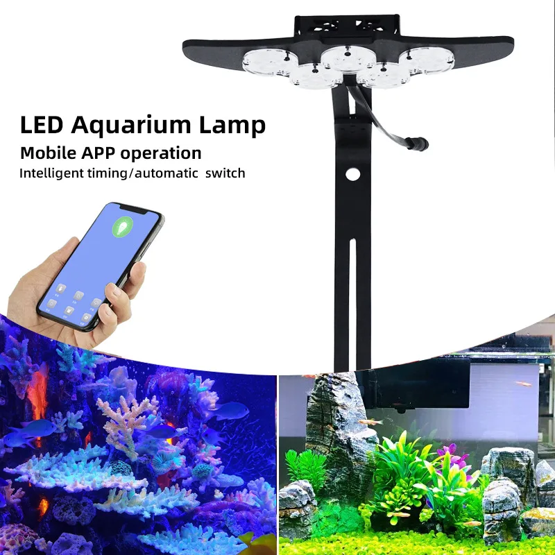 LED البحرية حوض السمك المرجان حوض السمك تربية الأحياء المائية أضواء البحرية خزان الطحالب أضواء شروق الشمس وغروب الشمس واي فاي يعتم APP التحكم #3