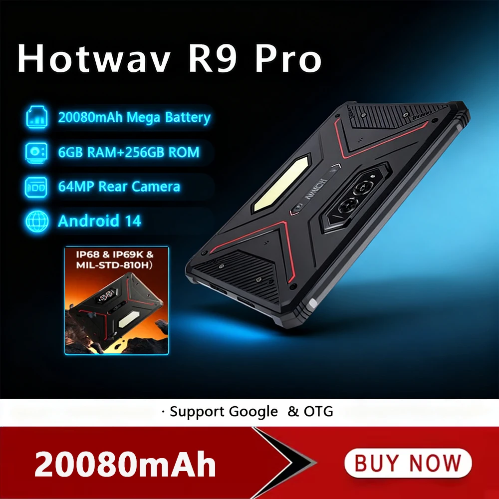 HOTWAV R9 Pro 4G Rugged Tablet 10.95 Inch FHD+ 6GB+256GB Tablets PC 20080mAh Battery 20W Charge 64MP Camping light Smart Pad