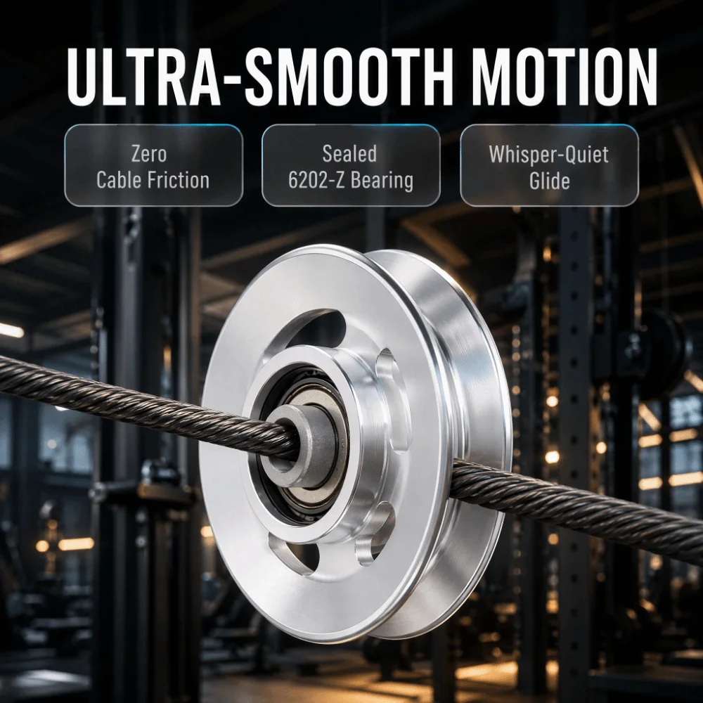 Precise Aluminium Alloy Fitness Pulley Wheel Silver Universal Gym Pulley Wheel Strength Training Pulley Strength Training Setup