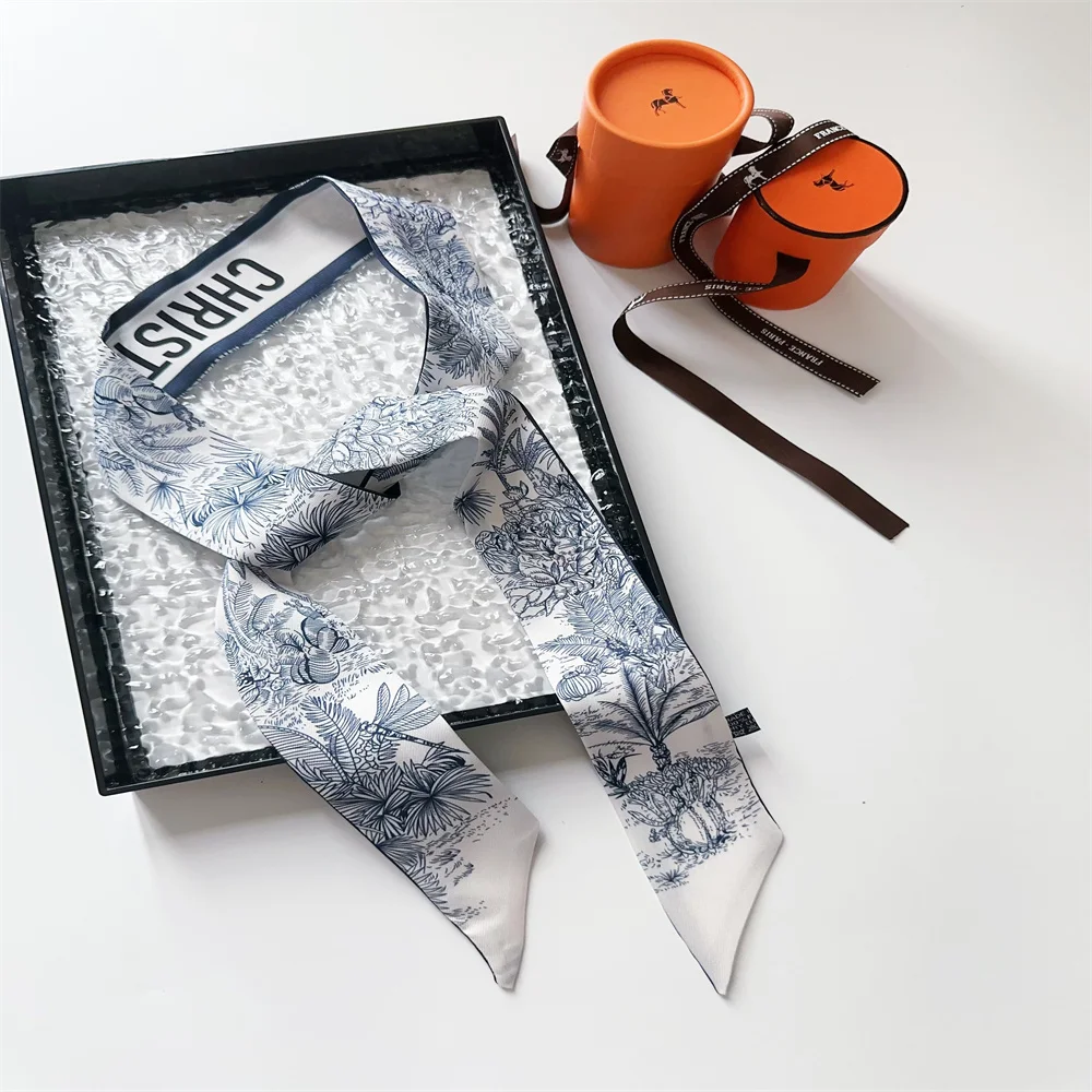 

NEW Spring Luxry Design Women Silk Ribbon Scarf Handbag Handle Wrap Bag Ribbon Scarf Women Girls Head Hair Wrist Ribbon Bag