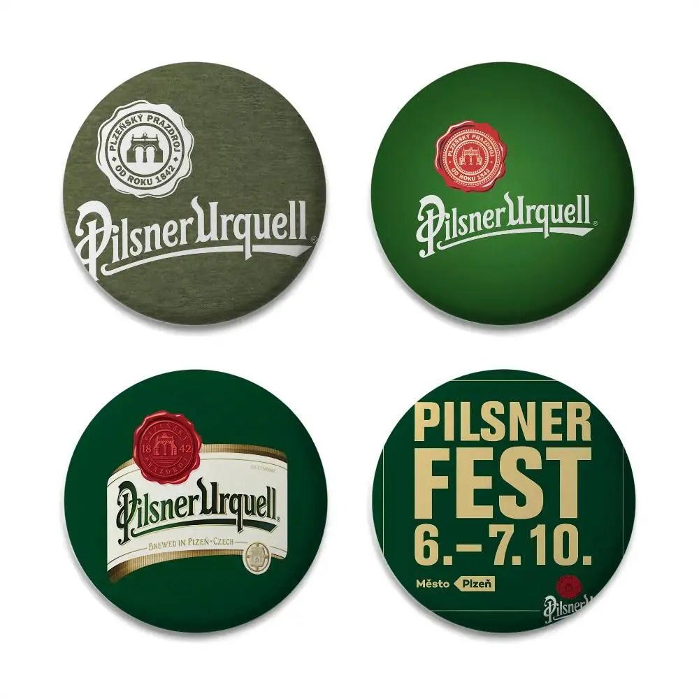 

Logo P-Pilsner U-Urquell Badges Round Exquisite Badge Brooches Creative Pins For Clothes Hat Backpack Gift Accessories