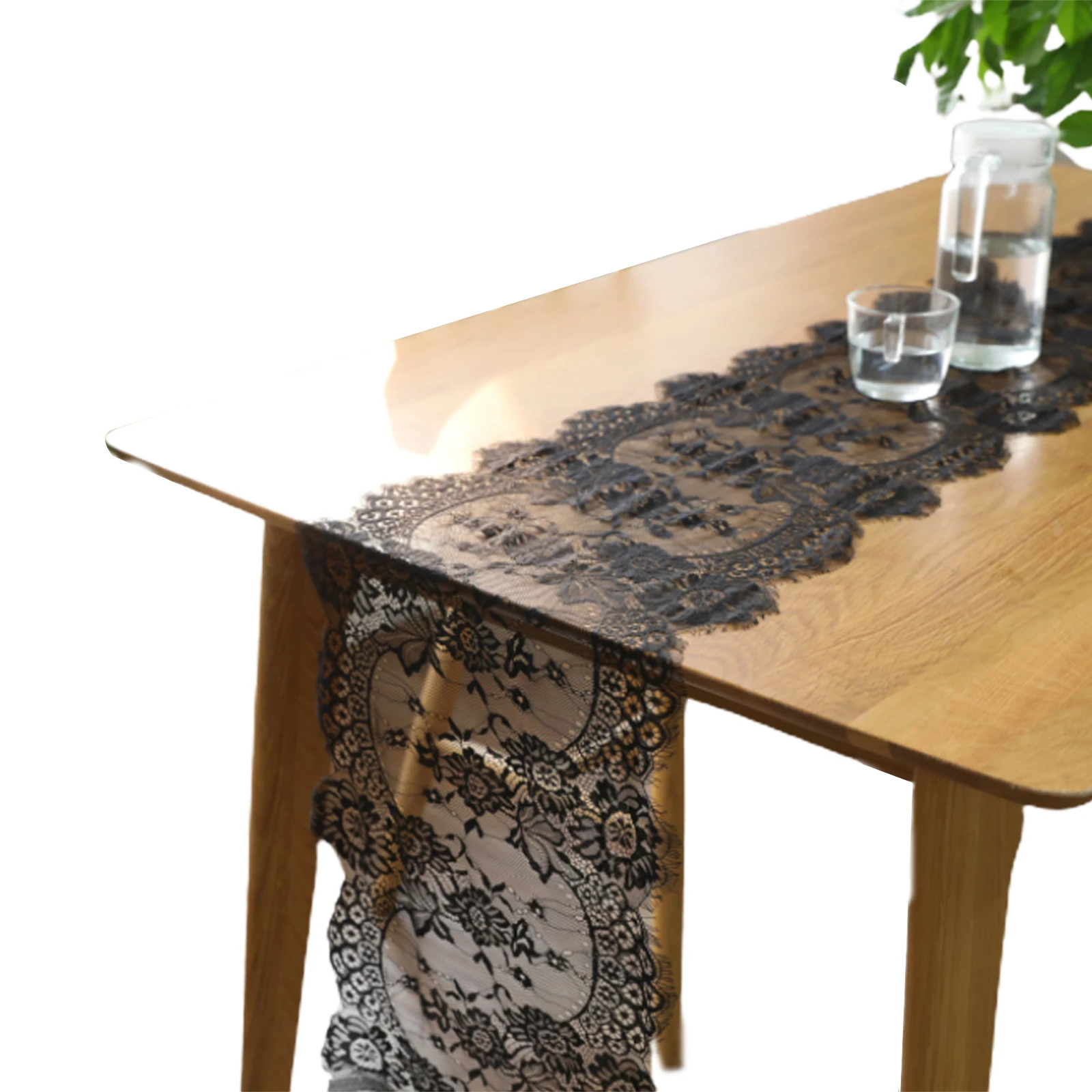 

Bohemia Style Table Runners Black White Lace Decor Tablecloth For Wedding Banquet Home Decoration